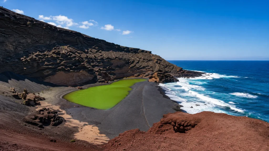 Charco de los Clicos green lagoon at El Golfo, Lanzarote