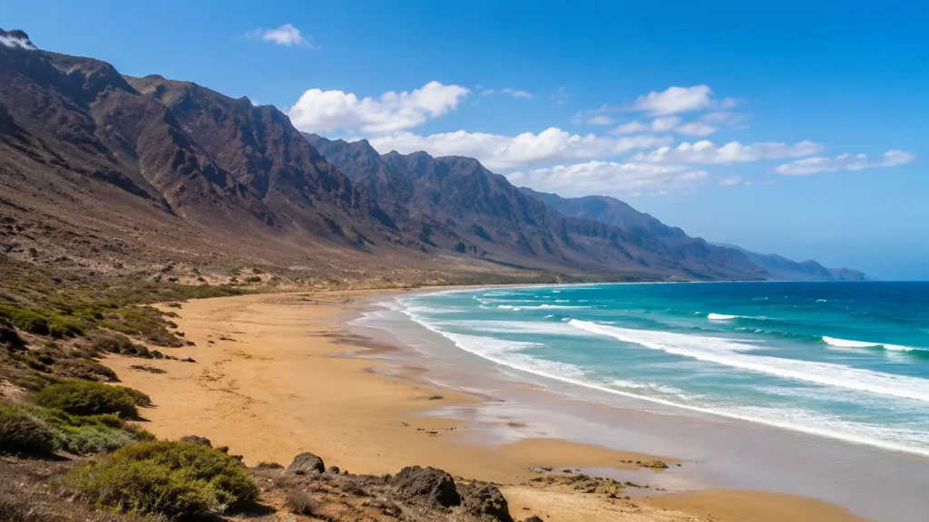 Playa de Famara and cliffs in Lanzarote